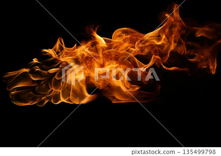Glowing Fire Torch in the Night 135499798