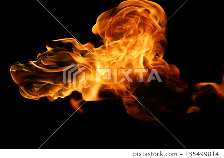 Glowing Fire Torch in the Night Glowing Fire Torch in the Night 135499814