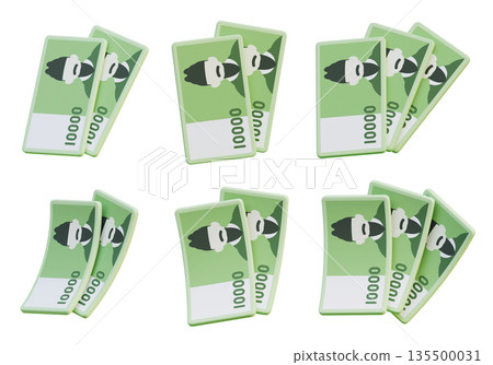 Multiple Scattered South Korean 10000 Won Bills 3D Render 135500031