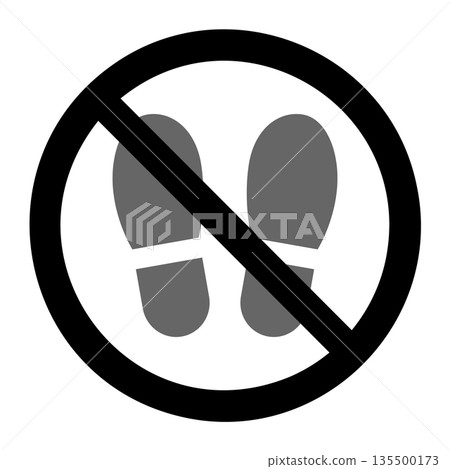 禁止穿鞋圖示插圖素材向量圖 135500173
