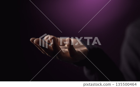 Open hand reaching in darkness. Concept of poverty, inequality, humanitarian aid 135500464