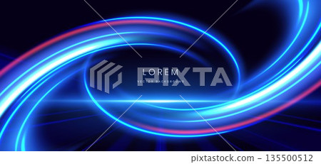 Abstract elegant glowing blue curve ray lighting effect on black background. Abstract elegant glowing blue curve ray lighting effect on black background. 135500512