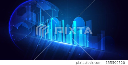 Finance graph growth investment background. Technology digital business money concept. Finance graph growth investment background. Technology digital business money concept. 135500520