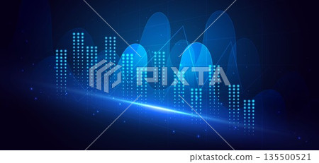 Finance graph growth investment background. Technology digital business money concept. Finance graph growth investment background. Technology digital business money concept. 135500521