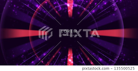 Purple and red light rays swirlking on dark background. Technology lighting effect sparkle concept. Purple and red light rays swirlking on dark background. Technology lighting effect sparkle concept. 135500525