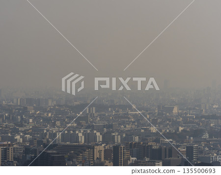 Landscape of the city covered with yellow sand 135500693