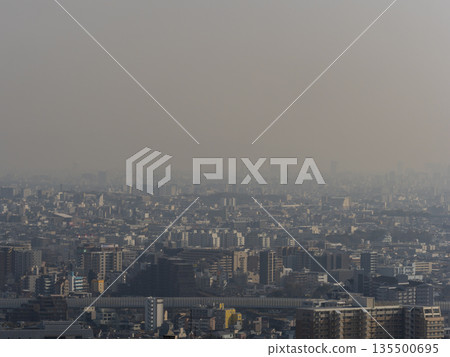 Landscape of the city covered with yellow sand Landscape of the city covered with yellow sand 135500695