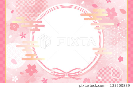Spring Japanese style Mizuhiki round frame_horizontal 135500889