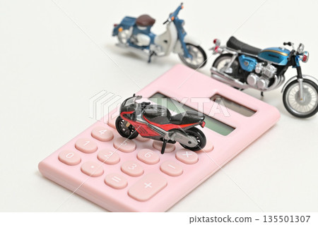 Calculator and motorcycle sales, purchase, insurance, business negotiation image Calculator and motorcycle sales, purchase, insurance, business negotiation image 135501307