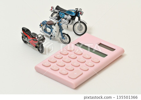 Calculator and motorcycle sales, purchase, insurance, business negotiation image Calculator and motorcycle sales, purchase, insurance, business negotiation image 135501366