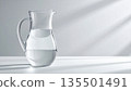 Glass pitcher on a pale gray background 135501491