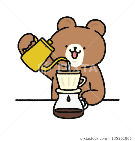 A cute bear dripping coffee 135501965