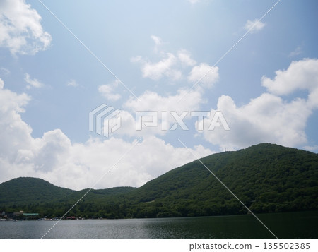 Summer sky and lake Summer sky and lake 135502385