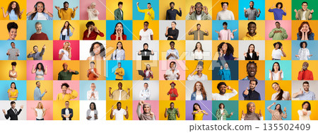 This vibrant collection features a diverse group of individuals expressing joy and connection. This vibrant collection features a diverse group of individuals expressing joy and connection. 135502409