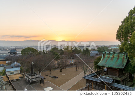 Commercial photography permitted: Sunrise view from Koriyama Castle in Yamatokoriyama 135502485