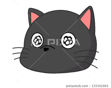 一隻黑貓側過臉，眼睛濕潤。 135502803