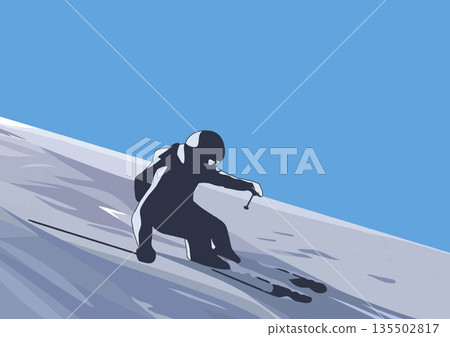滑雪男子剪影 135502817