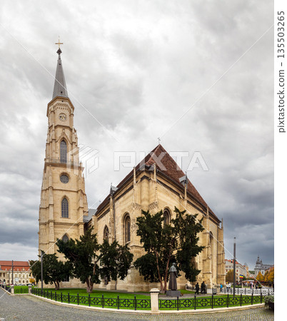 St Michaels Church and Matthias Corvinus Monument in Cluj-Napoca Union Square St Michaels Church and Matthias Corvinus Monument in Cluj-Napoca Union Square 135503265