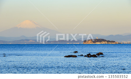 Mount Fuji as seen from Hayama Town 135503552