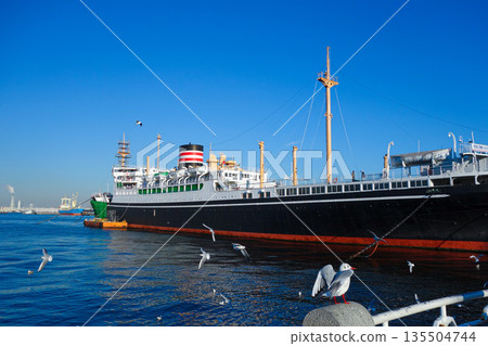 Hikawa Maru and Yurikamome line moored at Yamashita Park Hikawa Maru and Yurikamome line moored at Yamashita Park 135504744