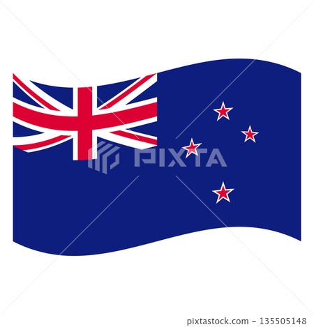 New Zealand national waving flag with Union Jack and Southern Cross stars New Zealand national waving flag with Union Jack and Southern Cross stars 135505148