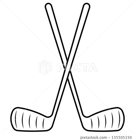 Crossed golf clubs silhouette for sport, leisure and athletic branding Crossed golf clubs silhouette for sport, leisure and athletic branding 135505150