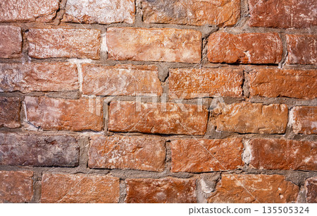 Old weathered red brick wall as creative background 135505324
