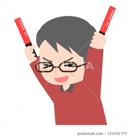 圖：一名男子正在為他最喜歡的偶像加油 135505773