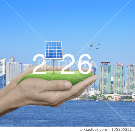 Happy new year 2026 green ecology and saving energy concept 135505891