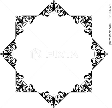 Vintage black decorative vector frame in Gothic style - elegant vector frame on white background, EPS10, hallowen, crismes. 135506376
