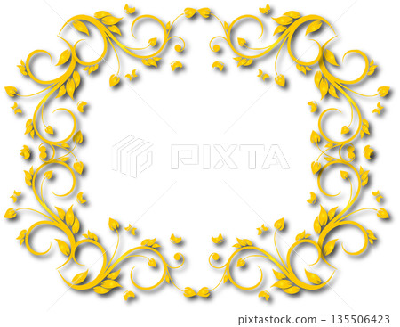 Vintage gold decorative vector frame in Gothic style - elegant vector frame on white background, EPS10, hallowen, crismes. 135506423