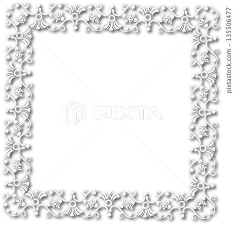 Vintage white decorative vector frame in Gothic style - elegant vector frame on white background, EPS10, hallowen, crismes. 135506477