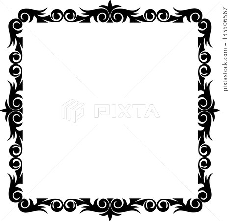 Vintage decorative vector frame in gothic style - elegant black vector frame on white background, EPS10, halloween, christmas. 135506567