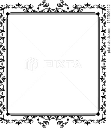 Vintage decorative vector frame in gothic style - elegant black vector frame on white background, EPS10, halloween, christmas.Vintage decorative vector frame in gothic style - elegant black vector fra 135506622