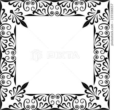Vintage decorative vector frame in gothic style - elegant black vector frame on white background, EPS10, halloween, christmas. 135506657