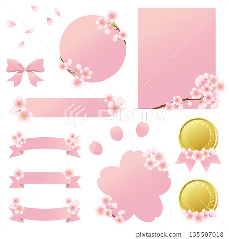 Frame set material decorated with cherry blossoms. 135507018