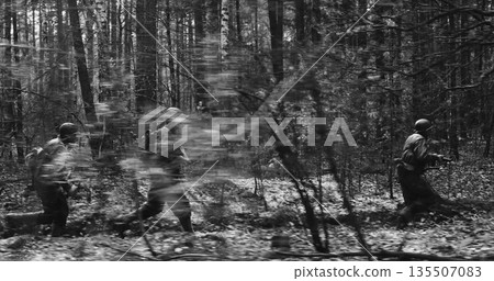 Historical Re-enactment Black And White . American Soldiers Of U 135507083