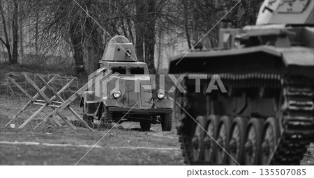 German Infantry Soldiers Fighting With Nkvd Forces. Tank Assault. 135507085