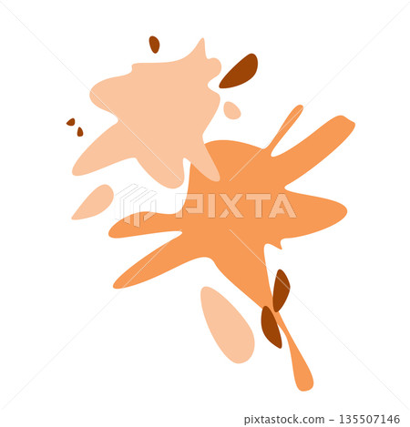 Light orange amorphous splashes suggesting creative spontaneity, painterly expression. Pure vector composition with color accents. Abstract print design, creative branding, expressive logo backdrops. 135507146