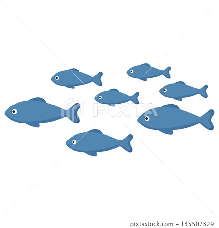 Blue Fish School Marine Life Vector Illustration Blue Fish School Marine Life Vector Illustration 135507329