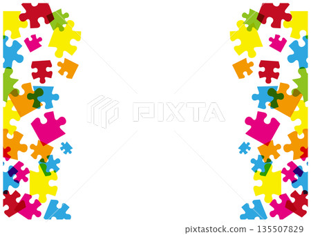 Colorful jigsaw puzzle frame background material Colorful jigsaw puzzle frame background material 135507829