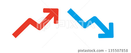 一組簡單的上升和下降箭頭 一組簡單的上升和下降箭頭 135507858