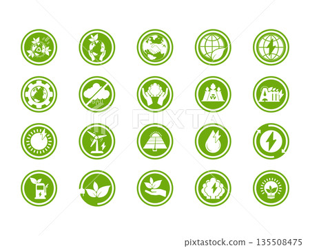 Eco Energy and Sustainability Icon Set on White Background Eco Energy and Sustainability Icon Set on White Background 135508475