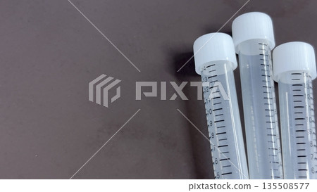 Widely-spaced graduated plastic test tubes for medical, testing, and experimental purposes 135508577