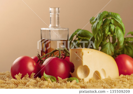 Ingredients for preparing traditional Italian pasta. Ingredients for preparing traditional Italian pasta. 135509209