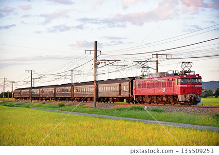 Shinetsu Main Line, Obiori-Mitsuke, JR East, EF81-136 (Aomori) + old passenger car 7B (Takasaki) 135509251