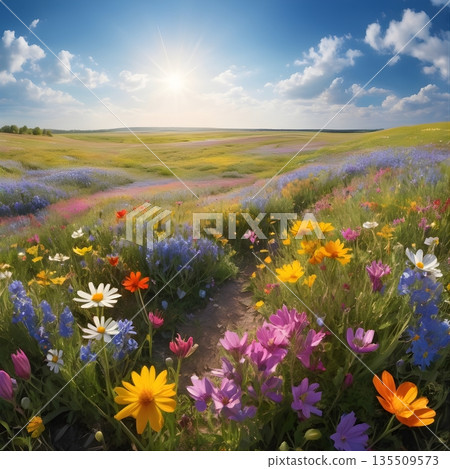 Wildflower Plain in Spring 135509573