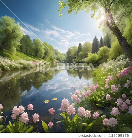 Blooming Riverside Spring 135509576