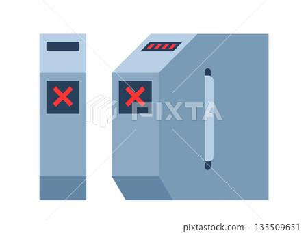 Turnstile. Subway station or airport security element. Entrance gates. Access control equipment. Vector illustration. Turnstile. Subway station or airport security element. Entrance gates. Access control equipment. Vector illustration. 135509651