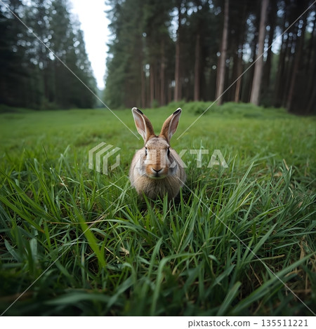 Rabbit in Green Meadow 135511221